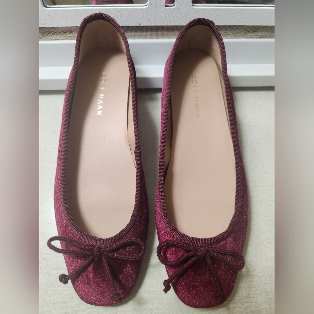 Cole Haan Women's Burgundy Ballet Flats Size 5 Elegant Comfortable Classic NWOT